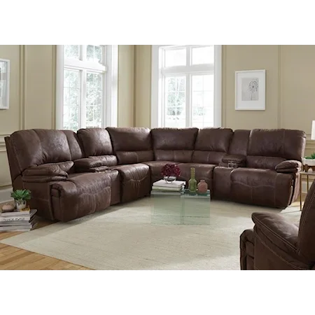 Power Reclining Sectional with Adj Headrests and USB Ports